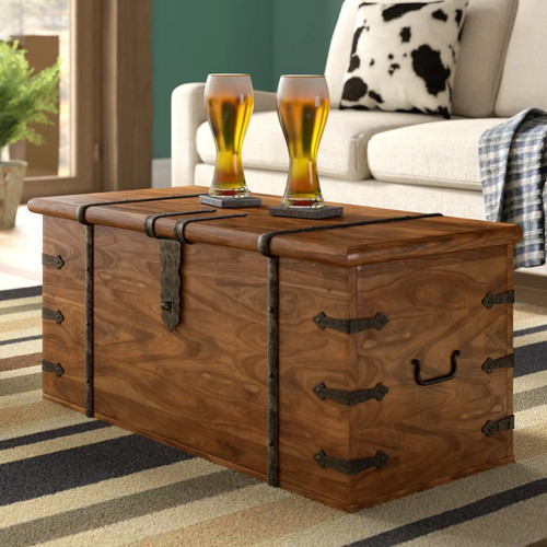 Rustic solid wood trunk - rustic, coffee
