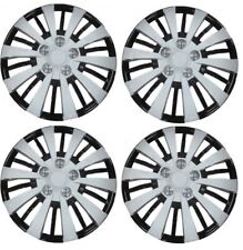 4x Wheel Trims Hub Caps 14" Covers in Silver and Black Alloy Look
