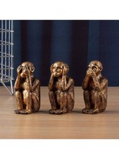 3 Wise Monkeys Resin Figurine See Hear Speak No Evil Ornament Home Decor Gift