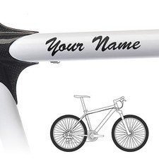2 x Custom Bike Name Stickers For Cycle Frame - Brush Script Style