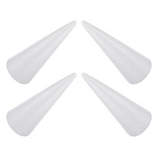  4pcs Christmas Tree Forms: White Foam Cone Shapes - Polystyrene Craft Cones for