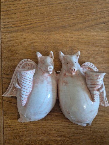 Ceramic flying pig wall art - ceramic,