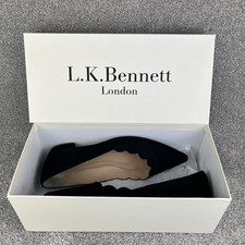 L K Bennett Justine Black Suede Black Flats Work Shoes Pointed With Box UK5 EU38