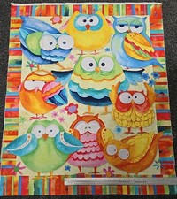 Colourful Birds 100% Premium Cotton Fabric Panel 35" X 44"