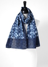 Anokhi Cotton Scarf - Blue Patterned - Long