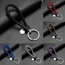 Braided Faux Leather Keyring Keychain Women Men Cars Keys Ring Holder Wrist Rope