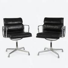 Herman Miller Eames EA408S Black Pair Original ‘Soft Pad’ Desk Aluminium Chairs