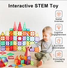 100PCS Magnetic Tiles Building Blocks Toys 3D Learning Educational Toy Set