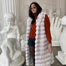 Elegant Women's Genuine Rex Rabbit Fur Length Vest Fashion Warm Chinchilla Gilet