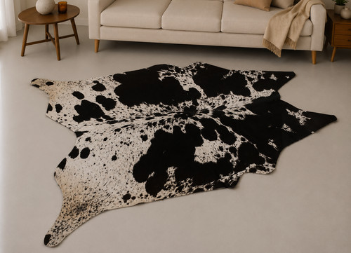 Genuine brown white cowhide - brown,