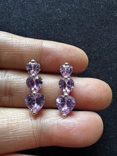 925 Sterling Silver Pink Heart Cz Stud Earring