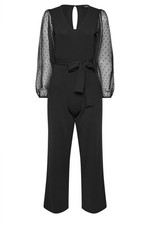M&Co Petite Women's Mesh Sleeve Jumpsuit