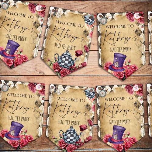 Personalised tea party bunting - personalised,