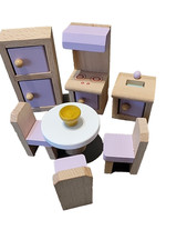 Wooden Vtg Doll House Furniture Kitchen set