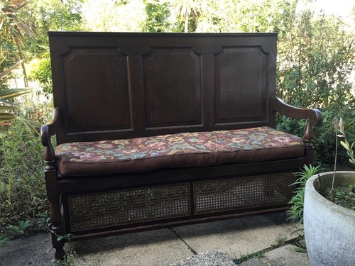 Georgian oak settle bench - ,