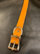 Dog Collar vintage Tan Real Leather Great Value 21mm 7/8 Medium Size AC1