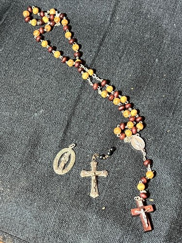 Old vintage rosary wood - old,
