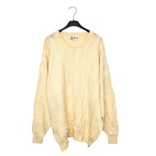 Pringle Of Scotland Jumper Pure Wool Vintage Cable Knit Pale Yellow - Size XXL