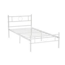 Homy Casa Metal Platform Bed Frame with Circle Headboard,3ft Single/4ft6 Double