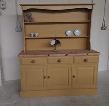Kitchen dresser, large country style vintage kitchen unit finished in Mustard