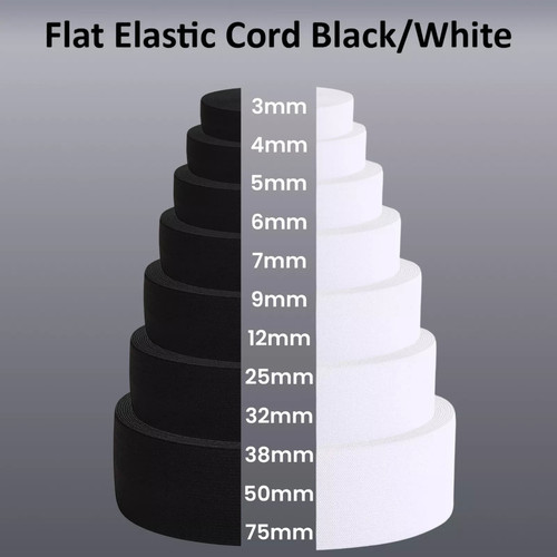 Black white stretch 3mm 75mm - stretch, 3mm-75mm