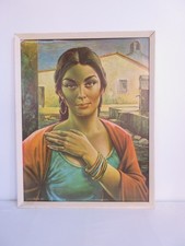 VINTAGE RETRO ORIGINAL 1964 ' LALINDA' GYPSY GIRL FRAMED PRINT BY J H LYNCH