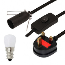 Himalayan Salt Lamp Cord with on/off Switch Black UK Plug Light E14 SES LED Bulb