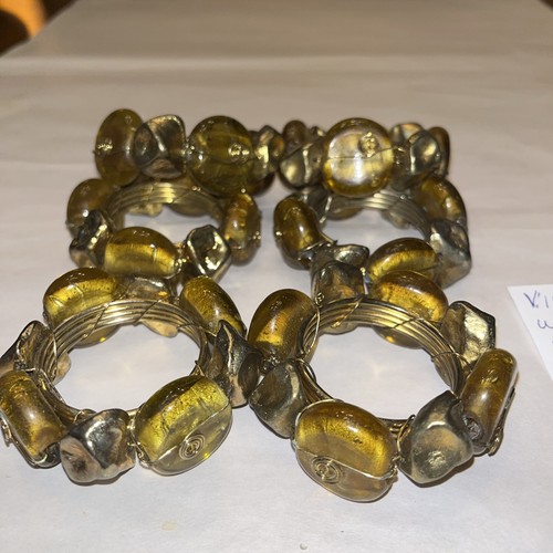 Vintage amber glass beaded - amber,