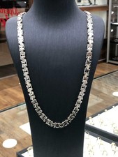 925 Solid Sterling Silver 7mm Flat Byzantine Heavy Necklace 18" 20" 22" 24" 28"