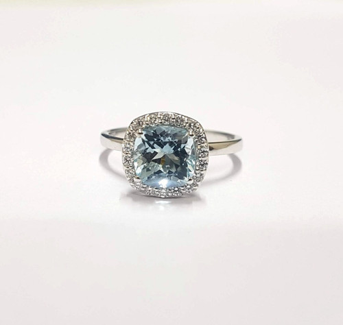 Aquamarine and diamond - diamond, 9k