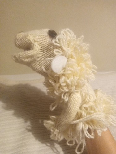 Knitted lambchop sheep hand - knitted,