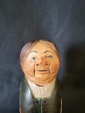 Antique Carved Wood Collectable Black Forest Nut Cracker Painted Lady Puppet