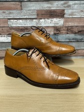 Samuel Windsor Handmade Shoes Brogues Tan Brown Leather Oxford Smart Size UK 9.5
