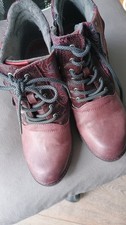 LADIES MUSTANG ANKLE BOOTS. SIDE ZIP CLOSURE. BURGUNDY/RED   UK 5 (38) EXC.COND.