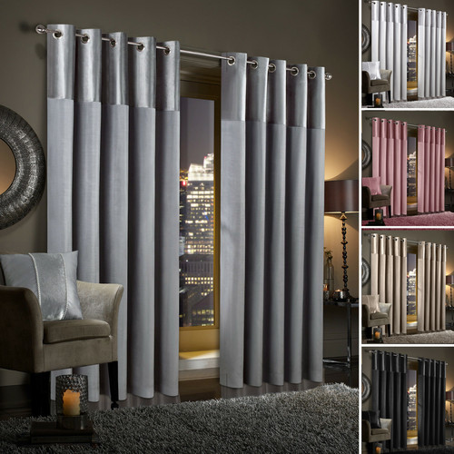 Crushed velvet band curtains - crushed,