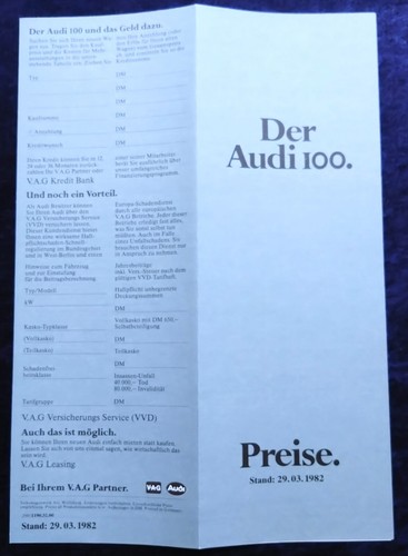 Audi 100 type price list - audi,
