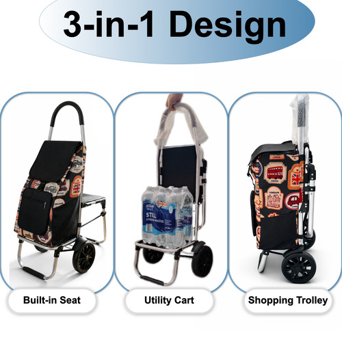 Foldable shopping trolley with - shopping,