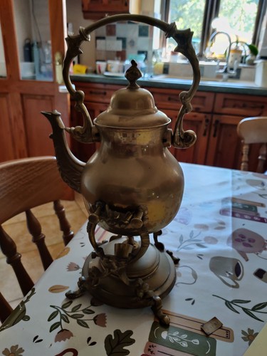 Vintage antique brass tea pot - brass,