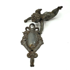 Antique French 7" Spelter Winged Cherub Wall Sconce For Chandelier Parts/Repair