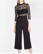 Zara Lace Top Black Wide Leg