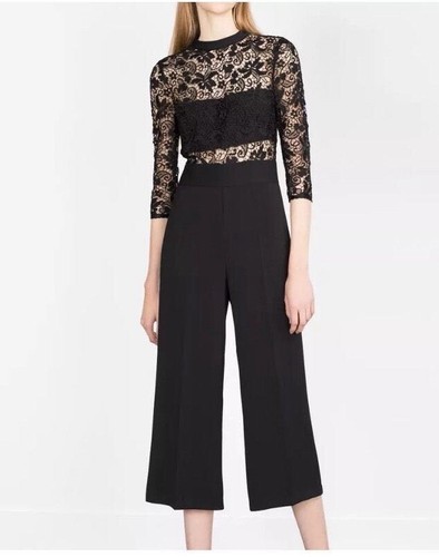 Zara lace top black wide - lace,