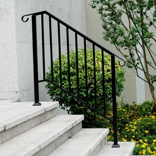 Outdoor black steel handrail - black,