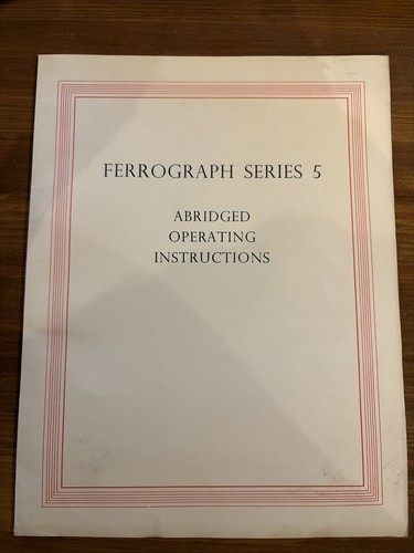 Ferrograph series manual - series,