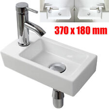 Small Compact Cloakroom Wash Basin Sink Mini Ceramic Wall Mounted 370 x 180 mm