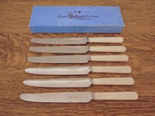 Pristine Vintage Set 6 Faux Bone Handle DINNER KNIVES - Joseph Rodgers Sheffield