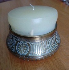 Large Brass Candle Holder H 3.5" X 5"W