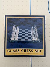 Vintage Glass Chess Set In Original Box 7.5" x 7.5" 
