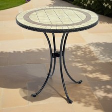 SUPERB "HENLEY" HAND-MADE TILE TOP MOSAIC 2 SEATER GARDEN TABLE 71cm-33% OFF