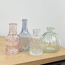 Glass Bud Vase Set of 4 for Flowers Artificial Stem Small Wedding Vintage Home