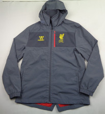 Liverpool FC Warrior Training Jacket Mens Small Grey Full Zip Windbreaker Hooded